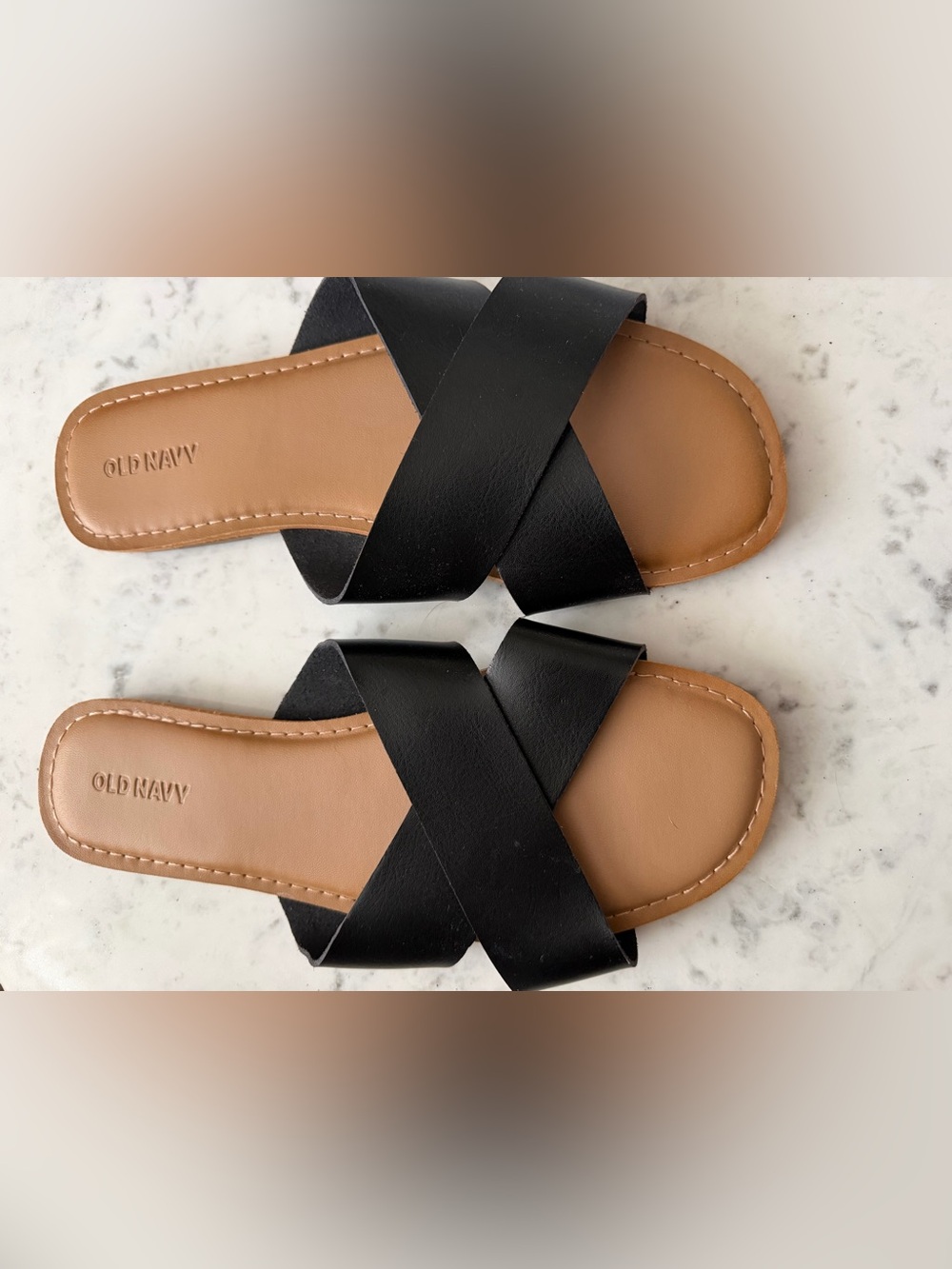 Old Navy Black Crisscross Slide Sandals